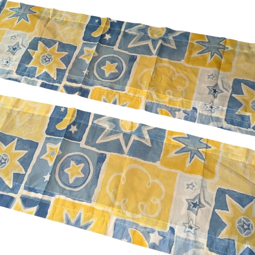 Vintage 90s Dan River Celestial Sun Moon Stars Valances 82x16" Pair USA Y2K